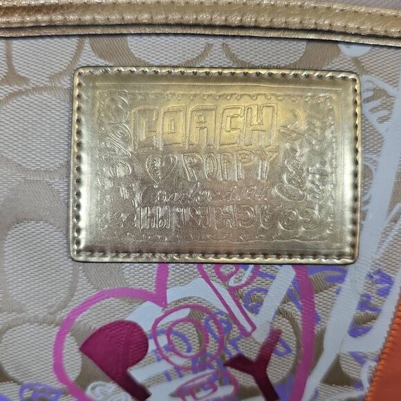 Coach RARE Poppy Graffiti Applique Glam Tote - Picture 3 of 16